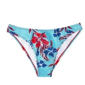 NWT CUPSHE Tropical Floral Blue Bikini Bottom Size Medium